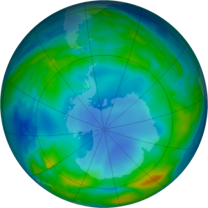 Antarctic ozone map for 24 July 2013